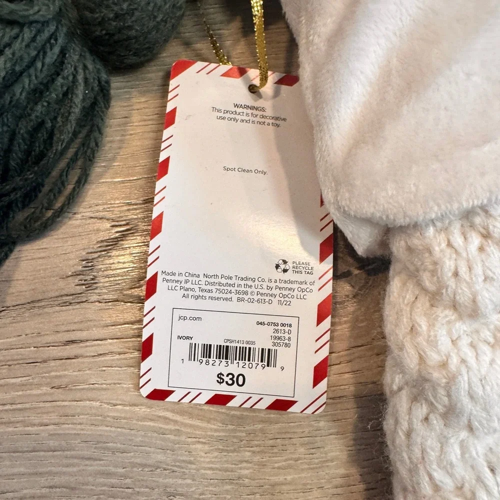 North Pole‎ Trading Co Ivory Knitted Monogram W Christmas Stocking